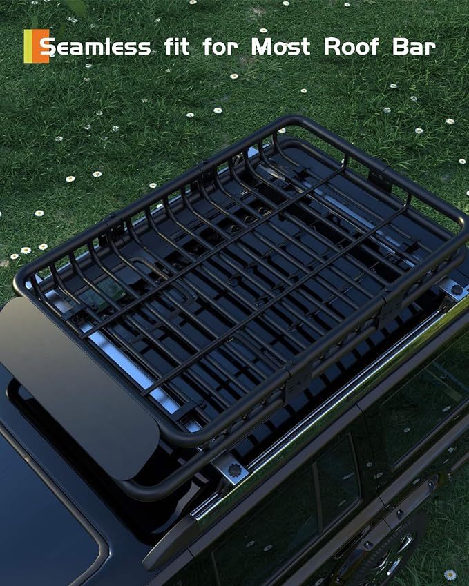 GarveeLife 64 in x 50 in Roof Rack Basket, 200 LBS Capacity Rooftop Cargo Carrier Basket with Extension Luggage Rack Heavy Duty for SUVs, Trucks, Vehicles