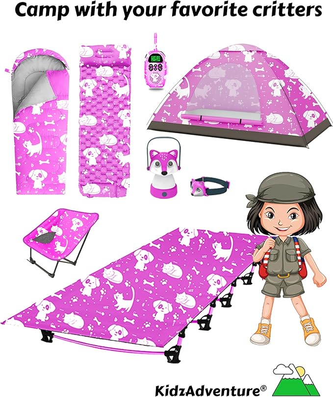 KidzAdventure Mummy Style 32 – 59F Kids Sleeping Bag with Pillow Sleeve, 4 Season, Lightweight and Backpacking Style, Ideal for Camping, Sleepover, Boys, Girls, and Youth