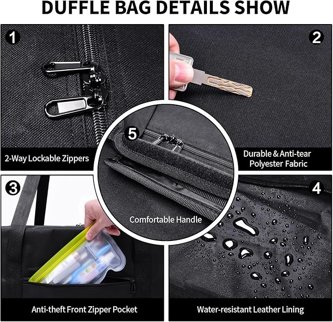 Urbanstand 46 Inch Extra Large Duffle Bag for Travel, Sports Gear Storage Bag with 2-way Lockable Zippers, Long Duffel Bag for Tent Camping tripod(Black 46inch 2Pack)