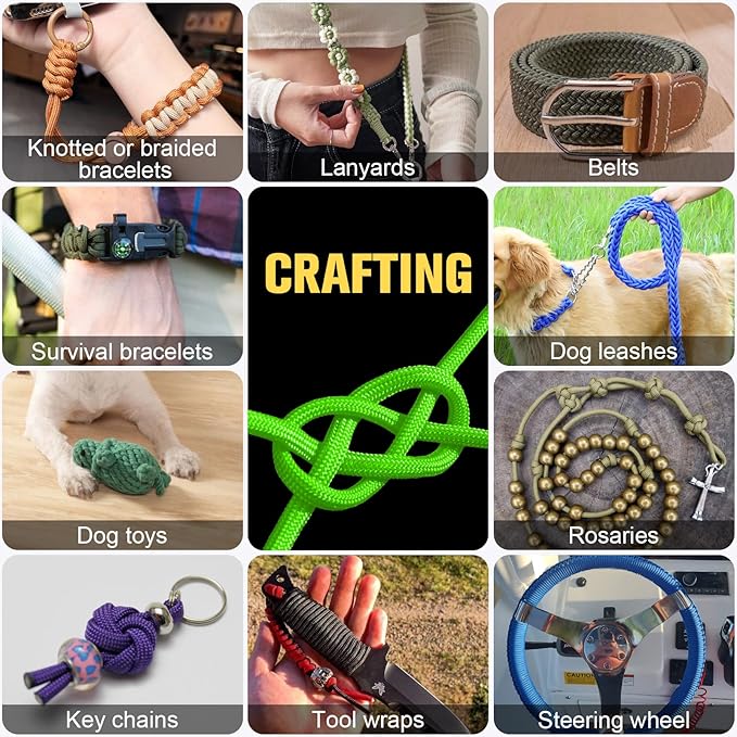 Paracord Rope 750 lb - 1000ft 5/32" Parachute Cord 4MM 12-Strand para Cord - Heavy Duty Spool String for Survival,Camping Gear, Survival Bracelet, Clothesline - Neon Green