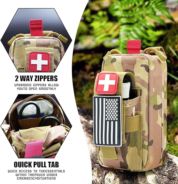 Tactical Ifak Trauma Kit Emergency First Aid Stop The Bleed Ifak Refill, Ifak Med Kit Trauma Refill Military Medical Supplies Kit Pack for Duty Belt