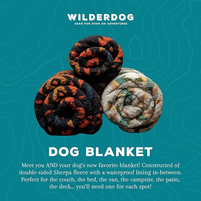Wilderdog Sherpa Fleece Waterproof Dog Blanket - 60" x 90" - Olive
