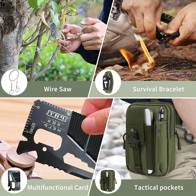 MH MYLUNE HOME Tactical Survival Calendar - 24 Days Xmas Countdown Advent with Waist Pack, Fire Bellows & Poncho | Premium Survival Gear Gift for Outdoor Men, Camping, Hunting, Adventure