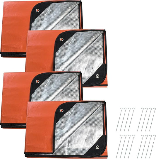 4 Pack Upgrade Survival Blanket – Insulated Thermal Reflective Tarp - 60" x 82". All-Weather, Reusable Emergency Blanket for Car or Camping, Orange