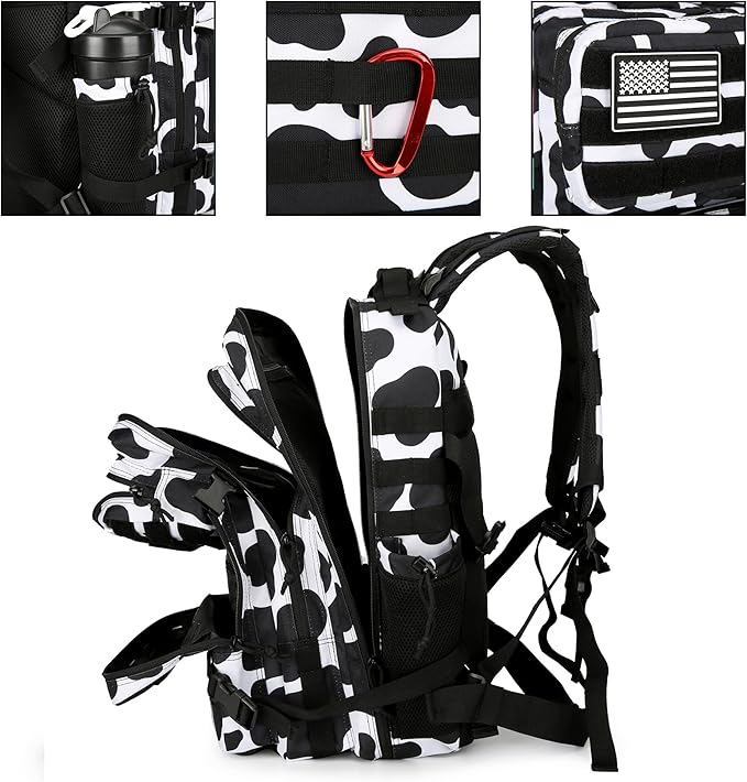 Lovelinks21 45L Tactical Assault Backpack 3 day assault pack with Molle Waterproof backpack Rucksack for Tactical Backpacks (Cow color)