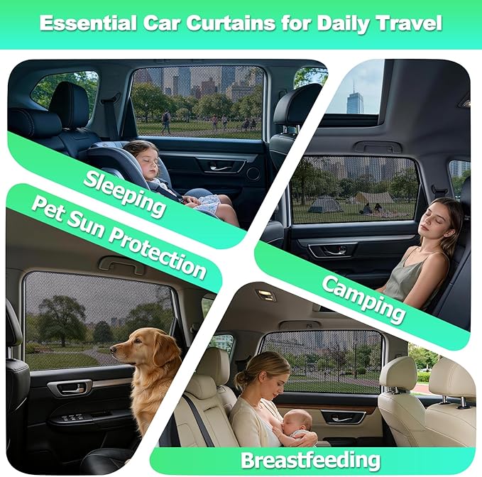Car Window Shades for 2015-2020 Tucson - Rear Side Window Sun Shade for Baby, Breathable Mesh Car Privacy Window Covers, UV Protection and Heat Insulation for Road Trips, Napping, Camping