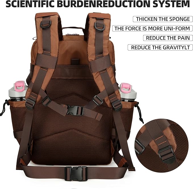 Lovelinks21 45L Tactical Assault Backpack 3 day assault pack with Molle Waterproof backpack Rucksack for Tactical Backpacks (Dark brown)
