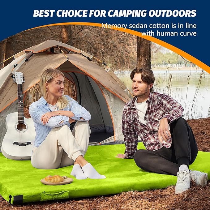CYMULA Memory Foam Camping Mattress Pad, CertiPUR-US Sleeping Mat, Portable Roll Up Mattress for Adults, Camping Bed Pads for Sleepover, Car Bed with Travel Bag