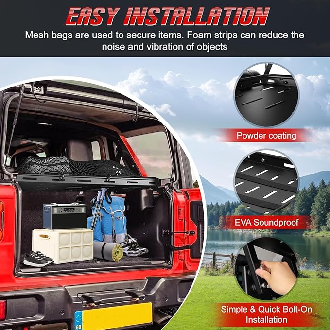 Interior Rear Trunk Cargo Rack Basket Tray Storage Luggage Carrier Fits 2007-2026 Jeep Wrangler JK JKU & JL JLU Unlimited （4 Door Hardtops）, Perfect for Jeep Wrangler JK JL Interior Rear Cargo Storage