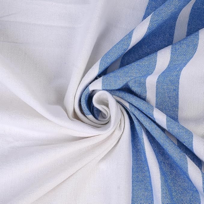 Linteum Textile Cotton Blended Hospital Patient Bath Blanket, Bed Bath Sheet, Twin Blanket Lightweight Sheet Blankets (24-Pack, 70x90 in, 1.75 lb.) White with Blue Stripes