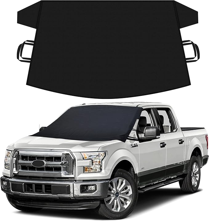 Autovir Truck Windshield Cover for Ice and Snow, SUV Snow Cover, Frost Cover Gives Protection from Snow and Ice, Car Cover for Snow, Winter Car Accessories | XX-Large (75" x 43")