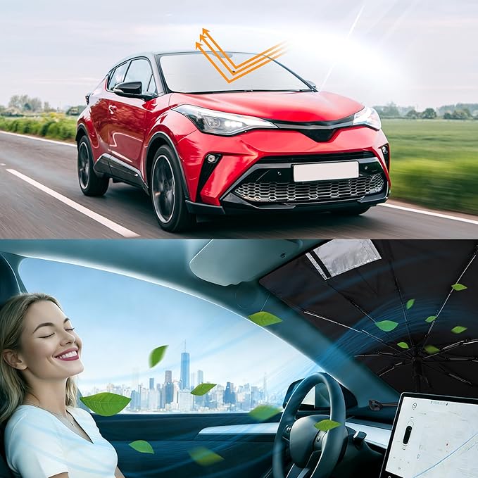 Windshield Sun Shade Umbrella Accessories Compatible with CHR 2018 2019 2020-2023 CH-R for Toyota Foldable Sunshade Sun Visor Blocks UV
