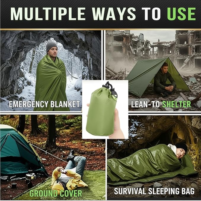 Hahafelt 4 Pack Emergency Blankets 94.5" x 71" Emergency Sleeping Bags Waterproof Survival Sleeping Bag Thermal Portable Bivy Sack Survival Gear for 3 Persons Camping Hiking Outdoor