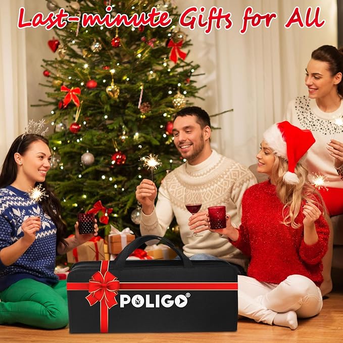 POLIGO 29 PCS BBQ Grill Accessories Stainless Steel BBQ Tools Grilling Tools Set with Storage Bag for Fathers Day Dads Birthday Presents - Camping Grill Utensils Set Ideal Grilling Gifts for Men Black