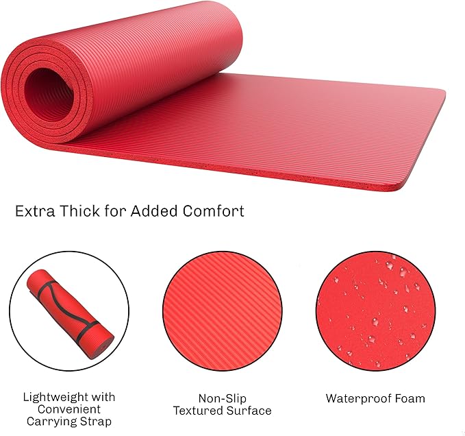 Foam Sleeping Pad - Lightweight 1-Inch Mat for Camping, Cots, Tents, Backpacking, and Yoga - Non-Slip and Waterproof with Handle by Wakeman