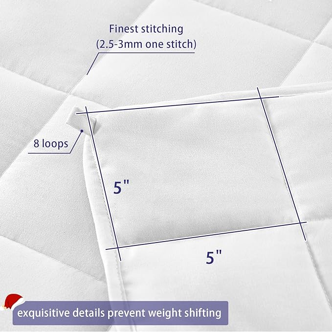 yescool Weighted Blanket for Adults (20 lbs, 88” x 104”, White) Cooling Heavy Blanket for Sleeping Perfect for 190-210 lbs, Queen Size Breathable Blanket with Premium Glass Bead, Machine Washable