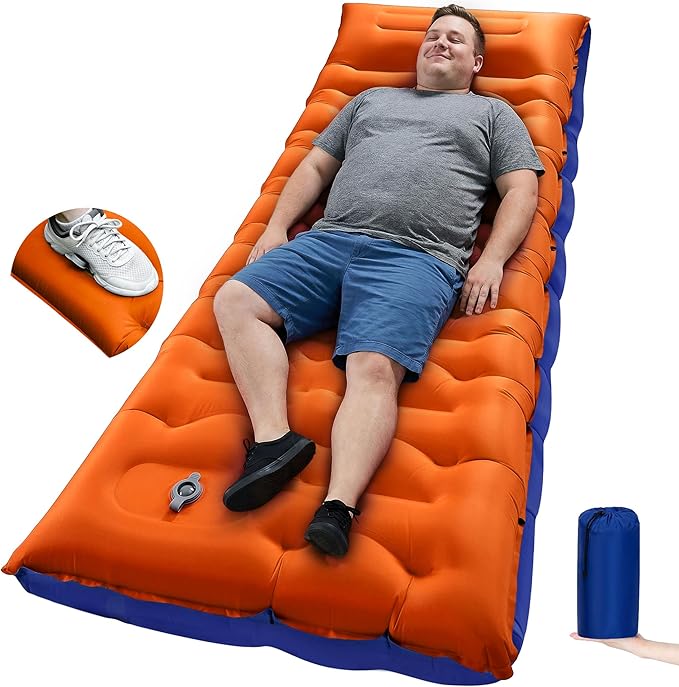 Camping Sleeping Pad,5.9 Inch Thick Camping Mat with Built in Pillow and Foot Pump,Self Inflating Sleeping Pad for Camping Backpacking（Green