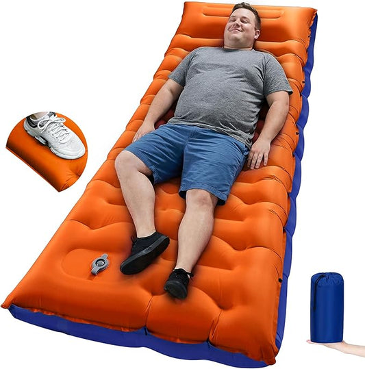 Camping Sleeping Pad,5.9 Inch Thick Camping Mat with Built in Pillow and Foot Pump,Self Inflating Sleeping Pad for Camping Backpacking（Green