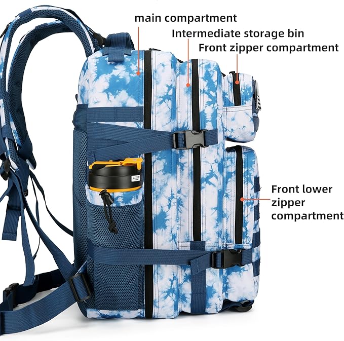 Lovelinks21 45L Tactical Assault Backpack 3 day assault pack with Molle Waterproof backpack Rucksack for Tactical Backpacks (Blue coral)