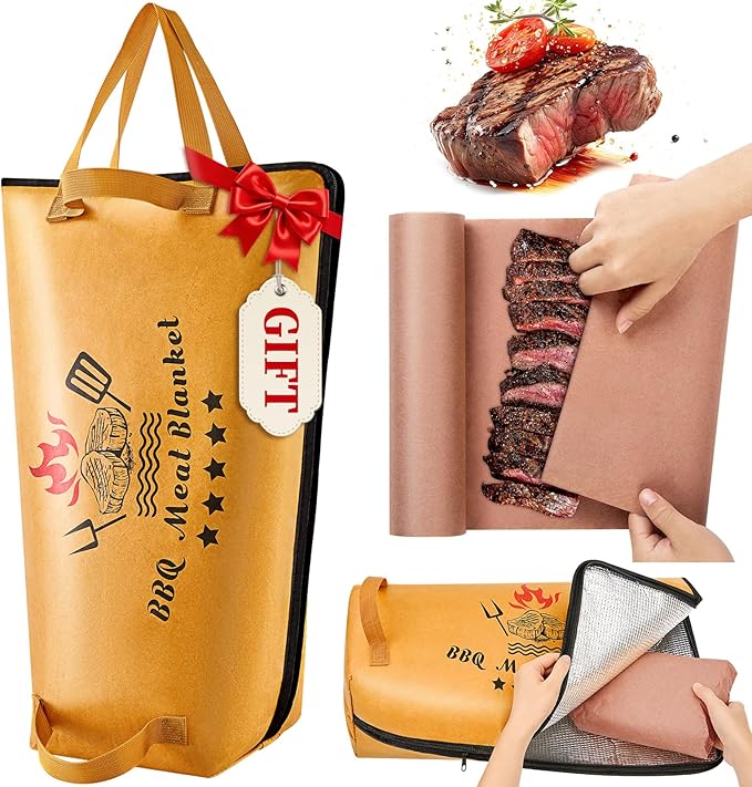 21in BBQ Blanket for Resting Meat with Butcher Paper Roll, Insulated Bag for Turkey/Beef/Brisket/Pork Shoulder, Kitchen/Party/Picnic/Camping Accessories, Anniversary Birthday Gift for Men