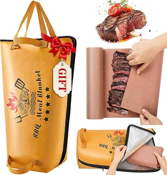 21in BBQ Blanket for Resting Meat with Butcher Paper Roll, Insulated Bag for Turkey/Beef/Brisket/Pork Shoulder, Kitchen/Party/Picnic/Camping Accessories, Anniversary Birthday Gift for Men