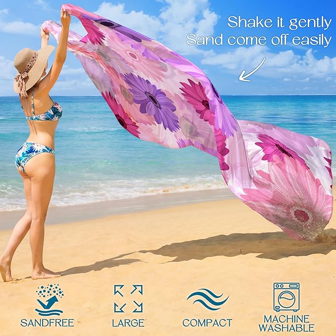 BYDOLL Beach Blanket 78''X81'' Waterproof Sandproof Suits1-4 Adults Oversized Lightweight Large Blanket Picnic Mat for Beach Sand Free Travel Camping Hiking Picnic