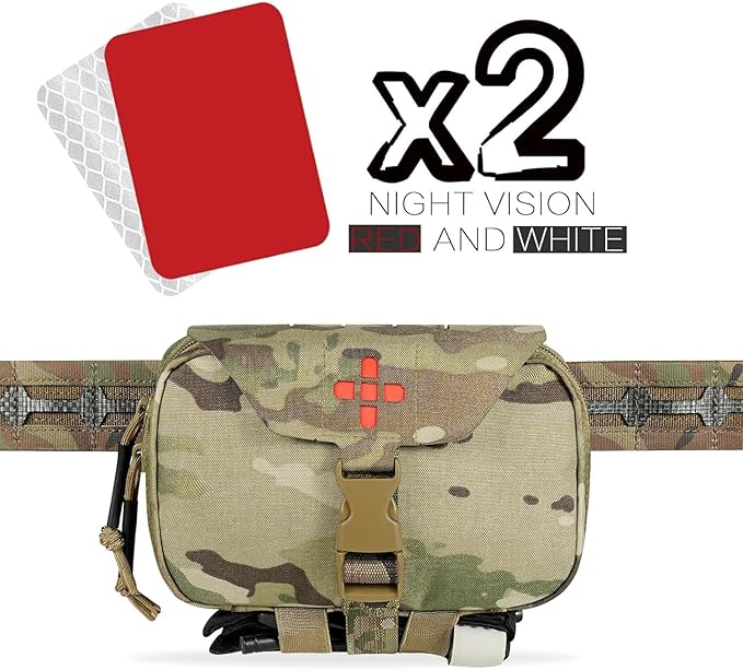 Ifak Pouch-Rapid Deployment Tactical MOLLE Trauma Kit Pouches, Quick Release Tear-Off Medical First Aid Kit Organiser with Red Immediate Identify for Emergency Surviva.