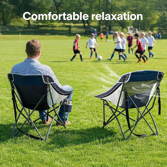 Alvantor Portable Folding Camping Chair, Heavy Duty Support Outdoor Chair with Breathable Mesh & Padded Seat, for Camping, Hiking, Sports and Outdoor Activities