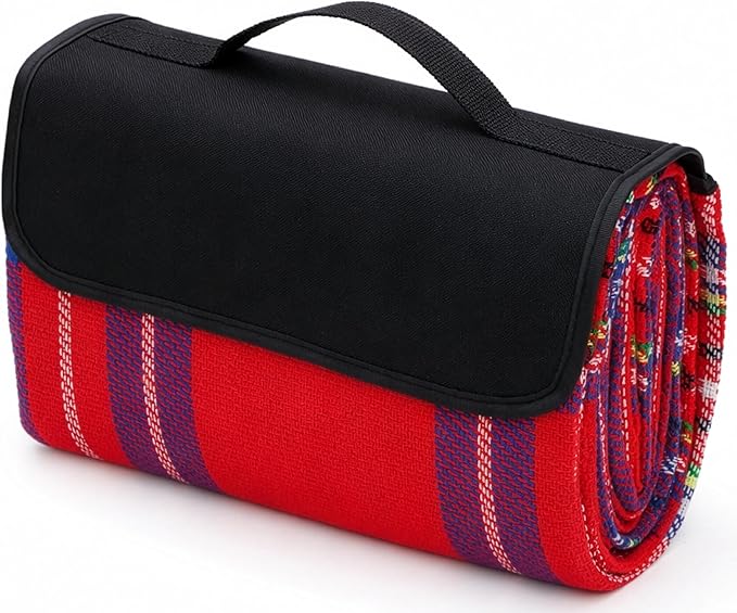 scuddles Extra Large Picnic Blanket – 59" x 53" Waterproof & Sandproof Outdoor Mat with Soft 3-Layer Comfort, Foldable Design & Carry Strap for Beach, Camping, Travel, Parks & Family Picnics