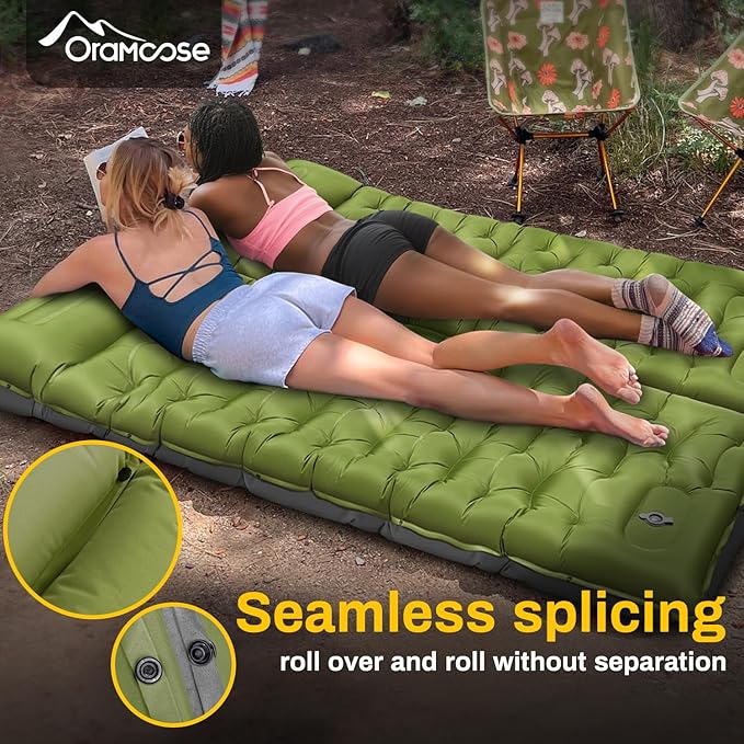 Camping Sleeping Pad, Extra Thick 6 Inch Inflatable Camping Mat with Pillow, Built-in Foot Pump Sleeping Pad for Camping Ultralight Self Inflating Campings Pad for Tent Backpacking Hiking Camp Gear