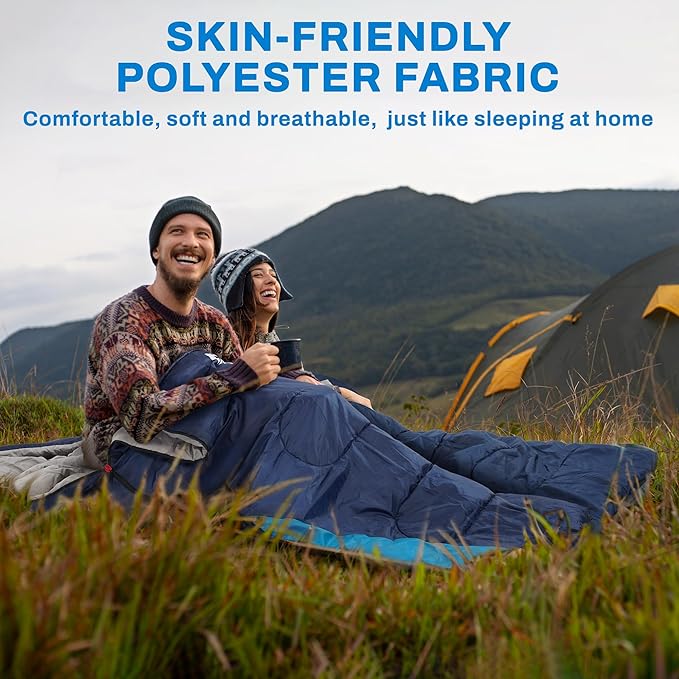 Elevon Sleeping Bag for Adults Teens Kids Cold Warm Weather, Portable Waterproof & Lightweight, Compact with Compression Sack, for 3-4 Seasons Camping, Backpacking, Hiking, Travel, Indoors Outdoors