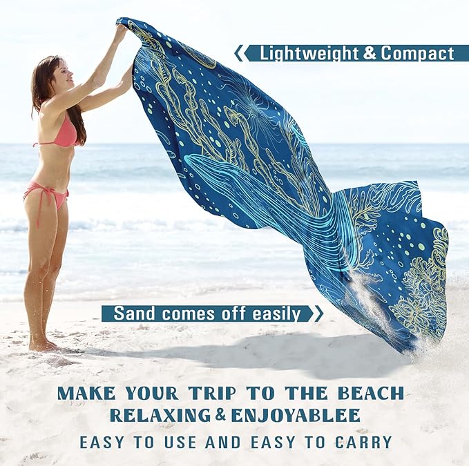Famstar Beach Blanket Sandproof Waterproof 78''81'' 1-5 Adults Oversized, Compact Lightweight Durable 210T Polyester Beach Mat for Travel Camping Hiking Picnic