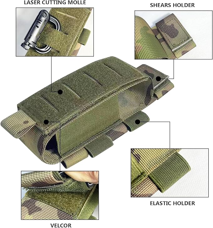 Upgrade 1000D Laser Cut Molle Tourniquet Holder, Heavy Duty Tactical Molle Tourniquet Pouch Holder