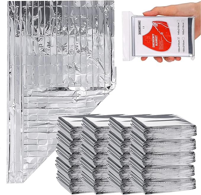 50 Pcs Emergency Mylar Thermal Blanket, Gigantic Space Blanket 82 * 52 in. for Marathons and Car Use