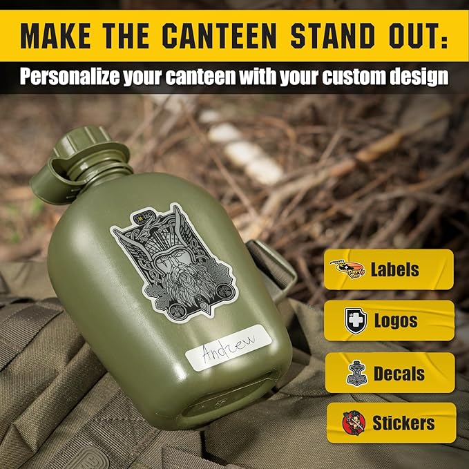 M-Tac Canteen Water Bottle - 1 Quart Water Canteen (34 Oz/1L) - Tactical Water Bottle for Military Hiking Camping Survival (Olive)