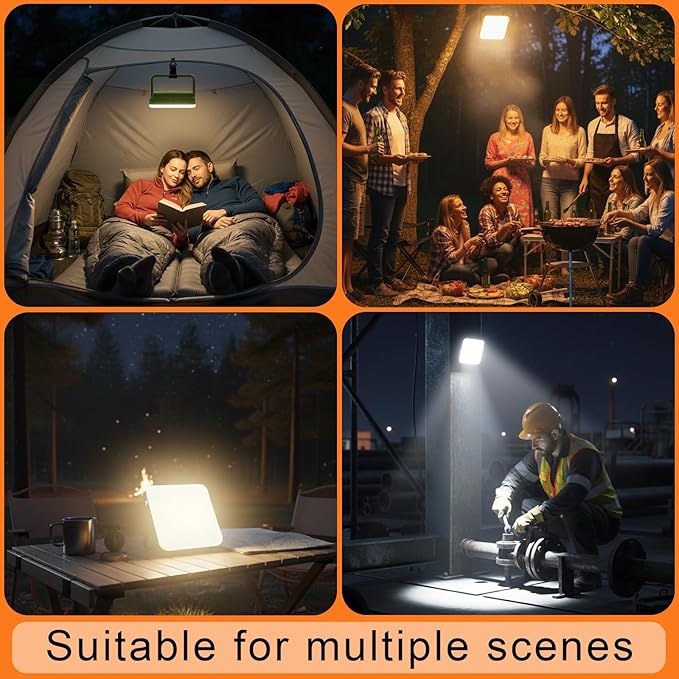 10000mAh Rechargeable Camping Lantern – Portable LED Outdoor Light with Power Bank, Magnetic Base, Tripod Compatible, Stepless Dimming for Camping, Hiking, Fishing, Emergency Use (Green)