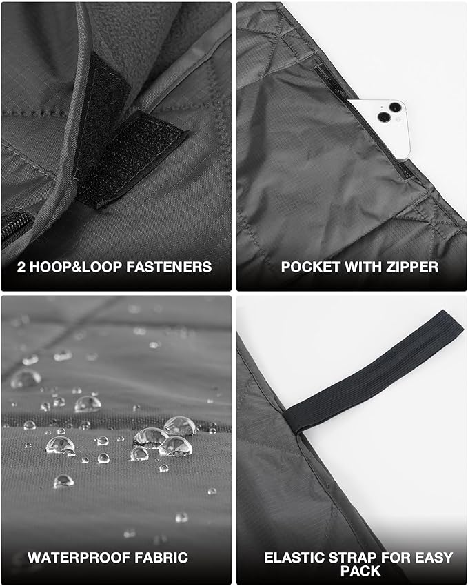 DUKUSEEK Waterproof Stadium Blanket (NO Hood), Outdoor Blankets Waterproof Windproof for Cold Weather, Emergency Warm Blanket with Quilted Cotton and Thick Fleece for Picnic, Camping, Outdoor Sports