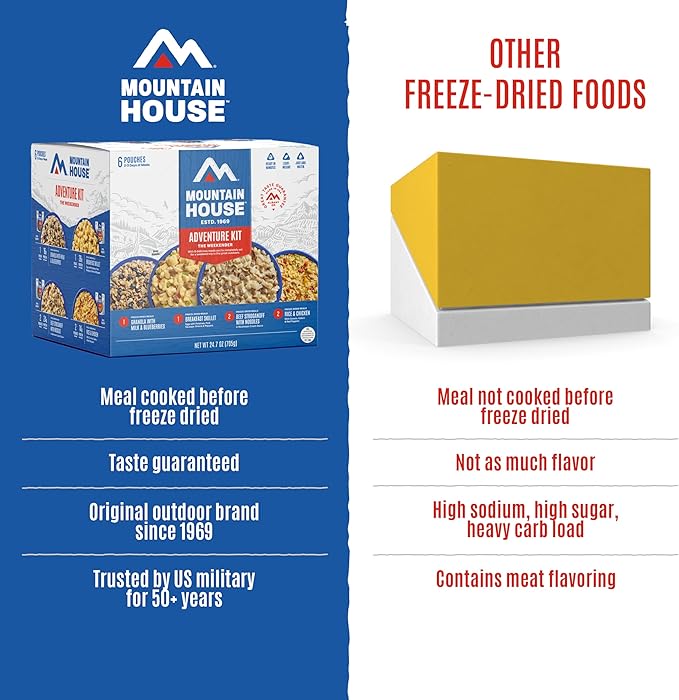 Mountain House Emergency Meal Assortment Kits, Freeze-Dried Survival Food Kit for Disaster Preparedness & Long-Term Storage, 30-Year Shelf Life
