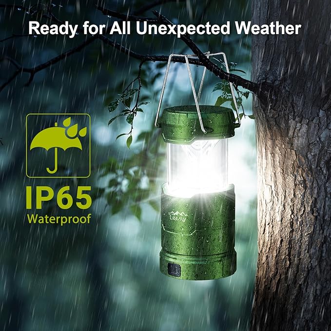 LETMY LED Camping Lantern for Power Outages, 3 Color Modes & Dimmable Battery Powered Lantern, IP65 Waterproof & Collapsible, Lanterns Flashlight Survival Kits for Emergency Hurricane Hiking, 4 Pack