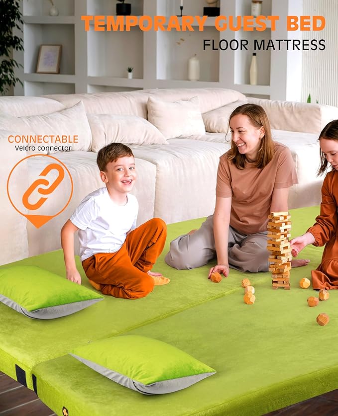 Extra Thick GAIALOOP 4 INCH Memory Foam Camping Mattress, Roll Up Floor Sleeping Mat Camp Cot Mattress Pad Travel Camping Couch Bed for Guest Adults Side Sleepers
