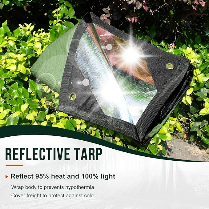 Safety Barrier：LYN XL Heavy Duty Survival Emergency Blanket/Tarp Cover-8.5'x11.8',Reflective Thermal Ripstop Waterproof,for Army,Tarp Covcer,Survial,Life Protection
