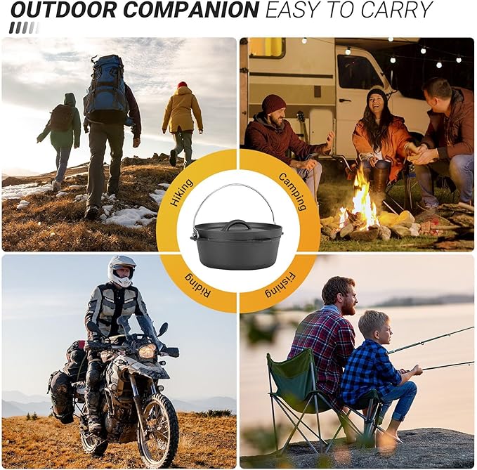 Northriver Casting Cast Iron Dutch Oven Pot with Lid, for Small Dishes, Side Dishes, Camping Cookware set, BBQ, Garlic Roaster, 1.5 Quart Pan
