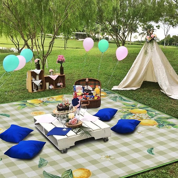 Supfitness Extra Large Picnic Blankets Waterproof Foldable (60"x 80") Boho Beach Blanket Waterproof Sandproof,3-Layer Thicking Mat Outdoor Packable Camping Blanket