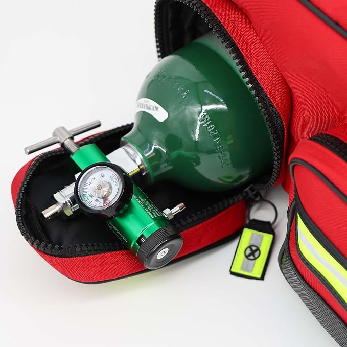 Lightning X Personalized Modular Oxygen Trauma Bag w/Hidden Cylinder Compartment, Accessory Pouches & Custom Embroidered Name Or Logo - LXMB65 RED