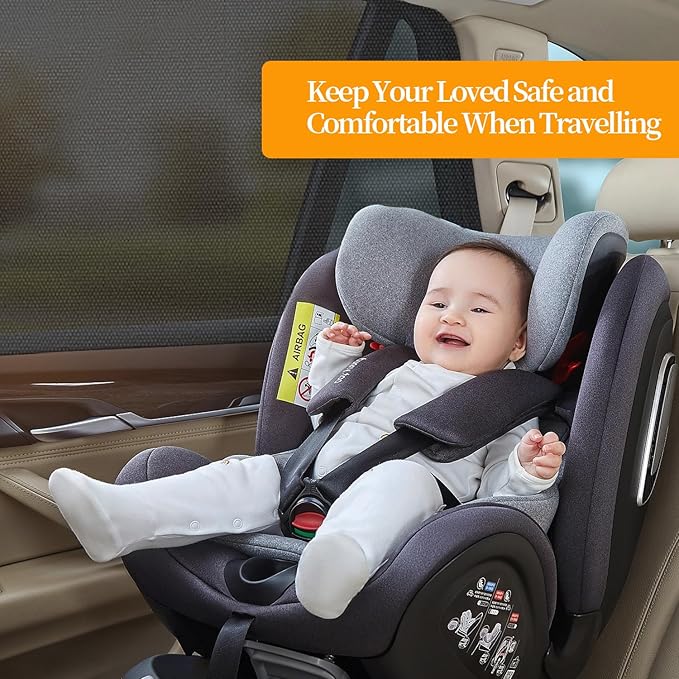 Car Window Shades for Baby, 2-Pack Universal Sunshade – 42"x27.5" Breathable Sun Protection Window Cover for Cars, SUVs, Travel, Outdoor, Car Sun Shade with Pouches