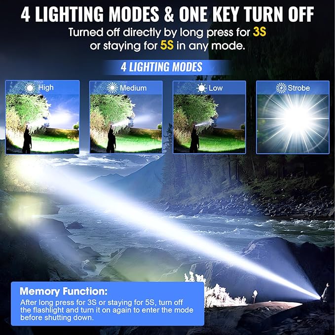 Banral Rechargeable Tactical Flashlights, High Lumens Small Mini USB-C LED Flashlight, Compact EDC Flash Light, 4 Modes&Memory Function, Waterproof Pocket Lights for Home,Camping,Emergency (2, Blue)