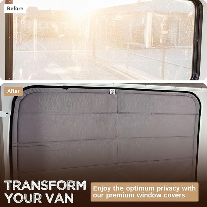 Living in a Bubble Insulated Blackout Mid Right Side Window Cover for Mercedes Sprinter Van Year 2007-2026 144" Length MWB, NCV3 & VS30 (Bare Metal Frame)