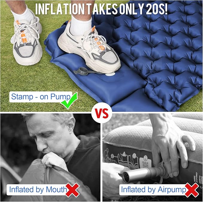 WANNTS Sleeping Pad, Ultralight Inflatable Sleeping Pad for Camping, Built-in Pump, Ultimate for Hiking - Airpad, Carry Bag, Repair Kit - Compact & Lightweight Camping pad