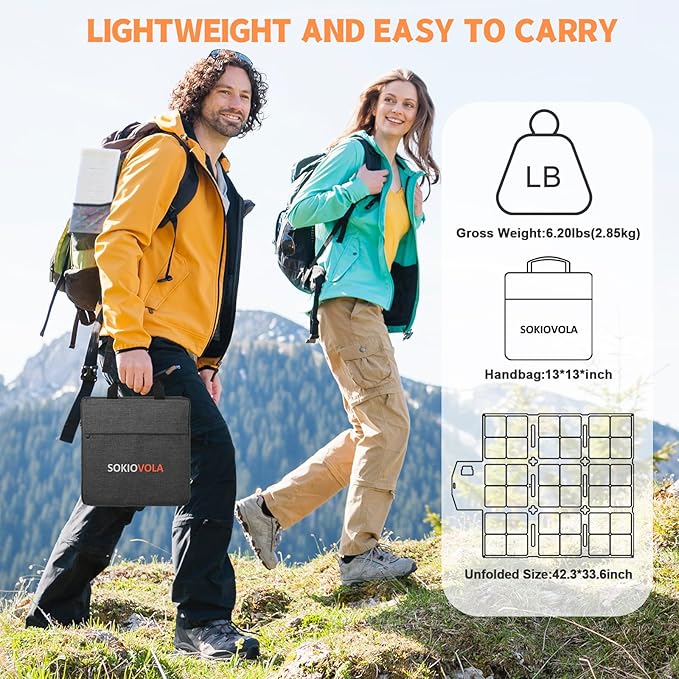 SOKIOVOLA 120W Foldable Solar Panel with MC-4 Connector Portable Solar Panel for Camping Folding Solar Panel Charger for Portable Power Station Laptops RV