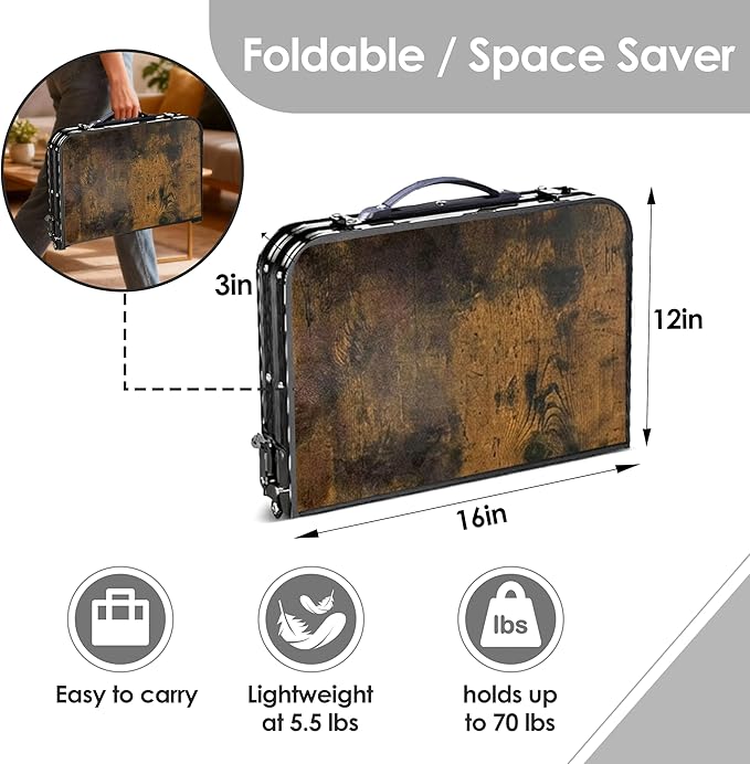 Folding TV Trays Foldable Dinner Tray Table Adjustable Height Food Snack Couch Side Table Study Aluminum Portable Sofa Tray End Table for Outdoor Indoor Camp Pinic Bed Couch Living Room(Rustic Brown)